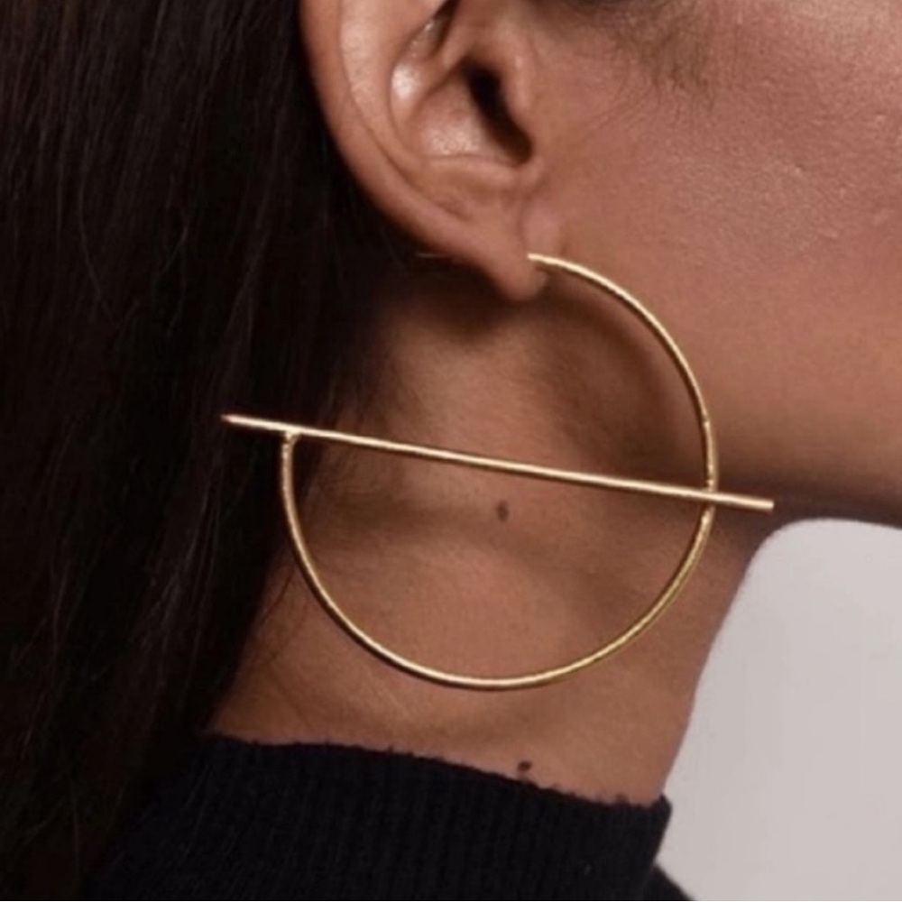 New! Zane Gold Half Circle Statement Earrings (3024) NWOT